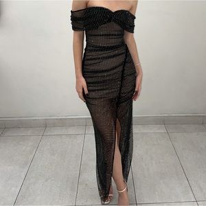 Black rhinestone Self-portrait dress